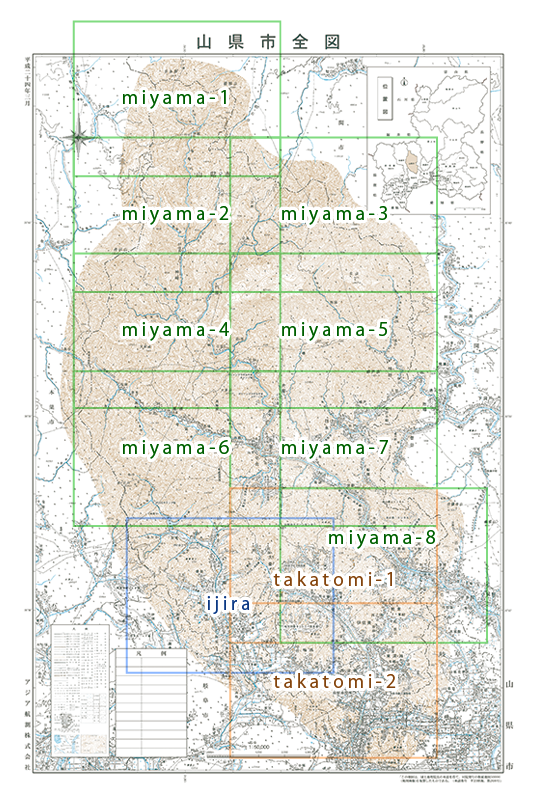 山県市認定路線網図索引図