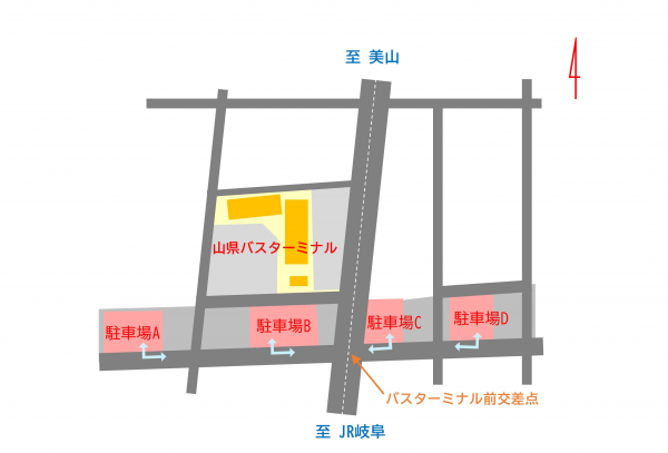 山県バスターミナル駐車場配置図