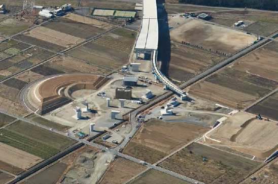 東海環状自動車道大野・神戸インターチェンジ（仮称）現場航空写真 （国土交通省　岐阜国道事務所提供）の画像