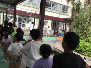 全校防災学習からの済美高校の見学