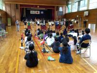 いわ桜小、南小（3年）、北小の太鼓交流会